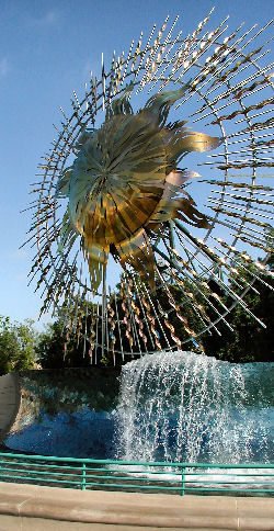 Sculpture celebrating the sun at Disney's California Adventure in Anaheim CA.